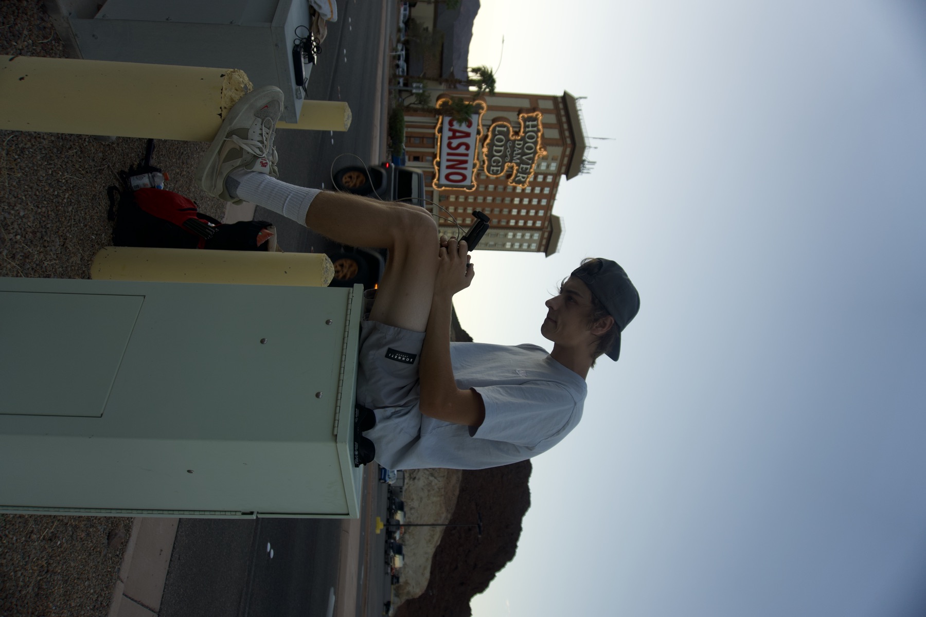 Roadside break beside a casino sign