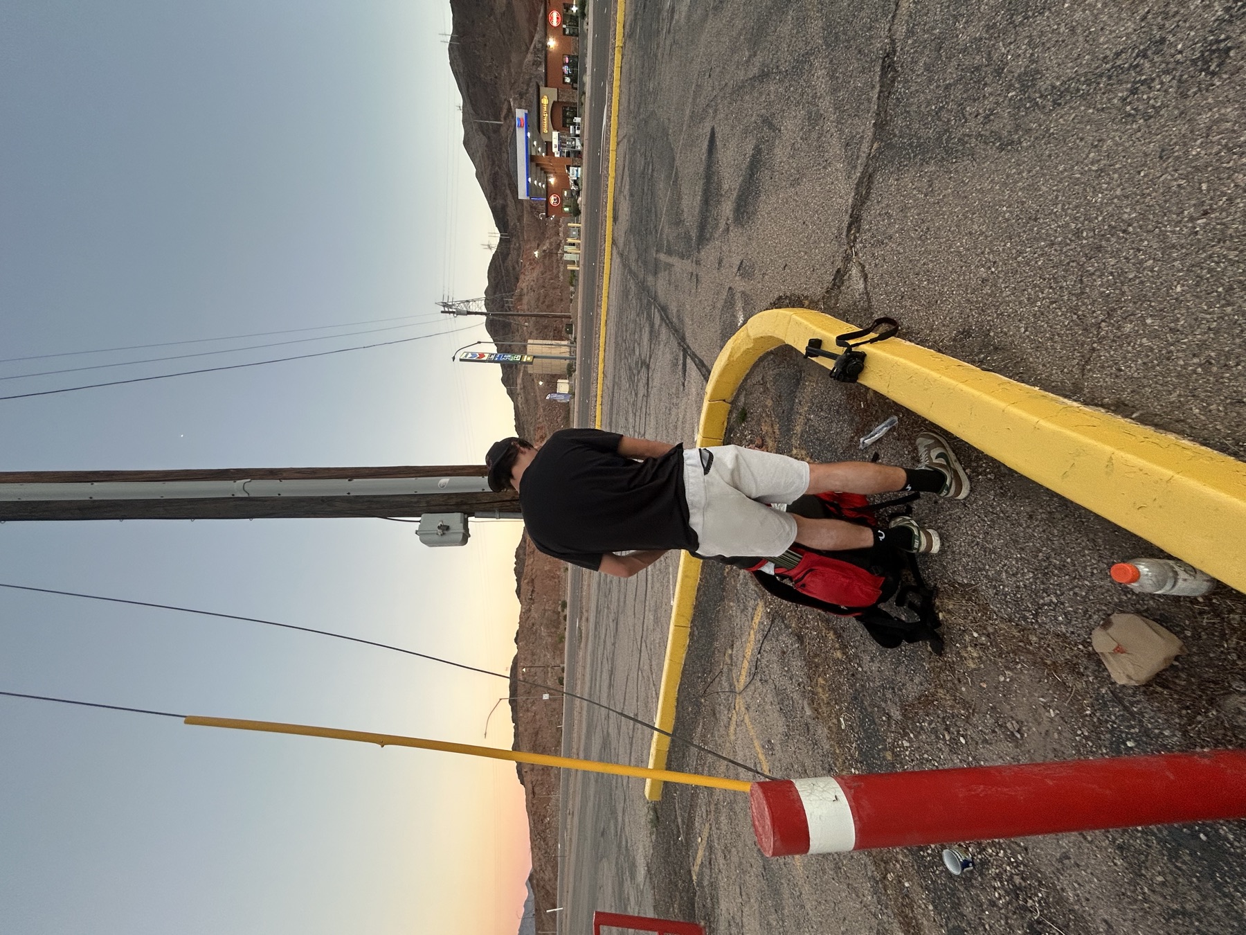 Golden hour at the gas station lot